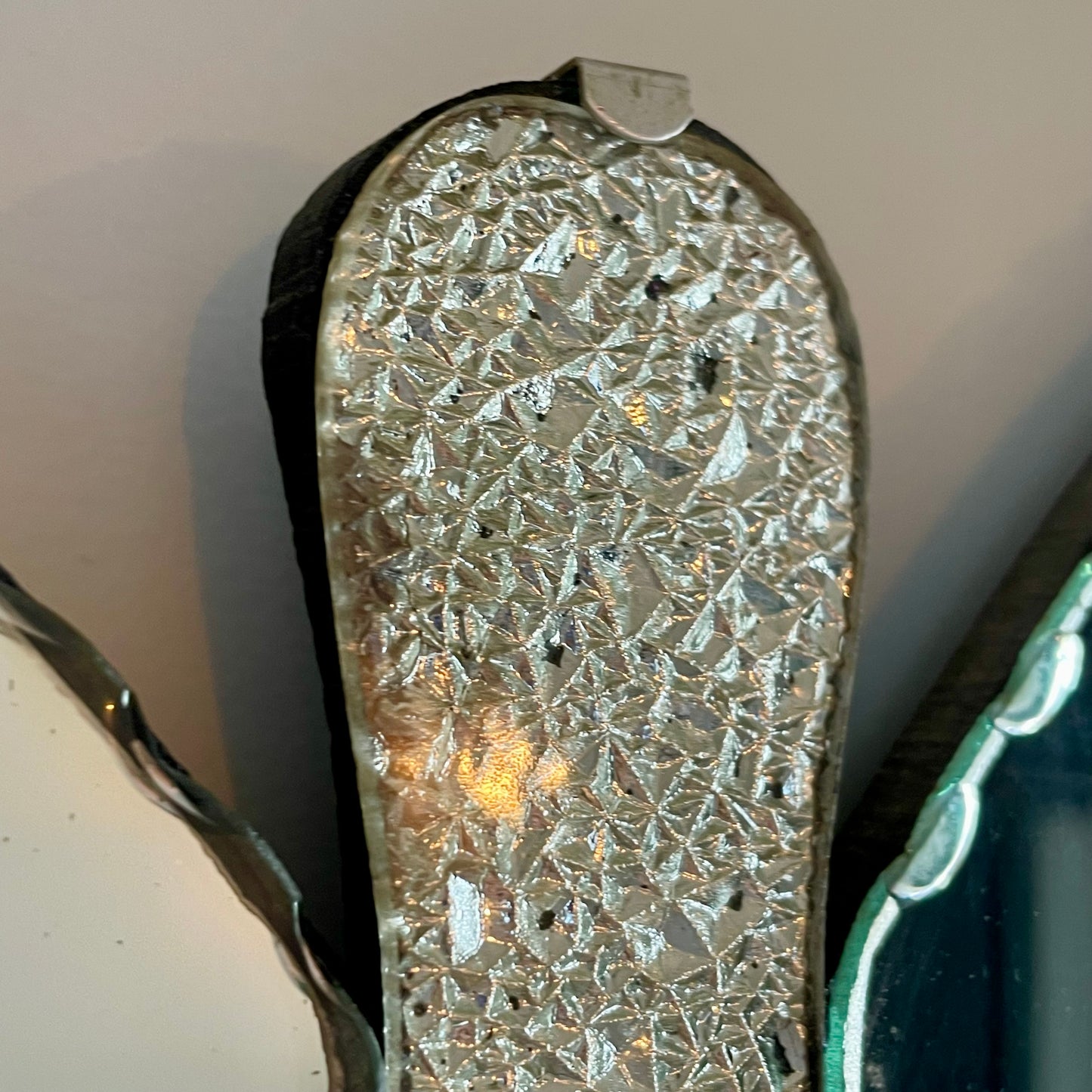 Antique Art Deco Butterfly mirror - vintage frameless beveled mirror shaped like a butterfly