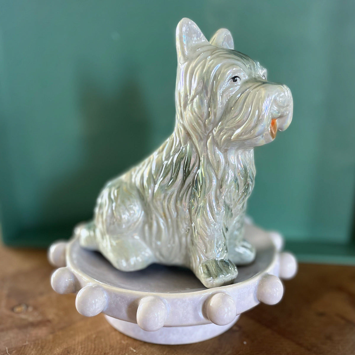 Vintage lusterware Scottish Terrier dog figurine - Scottie dog statuette