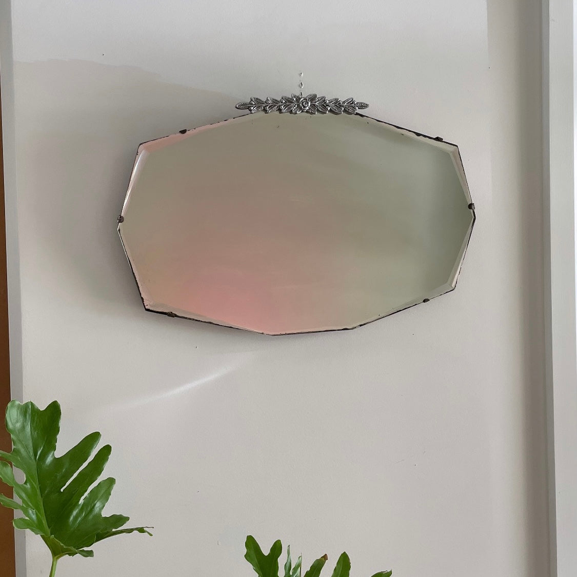 Briar Rose - Art Deco mirror with decorative rose crown metal topper