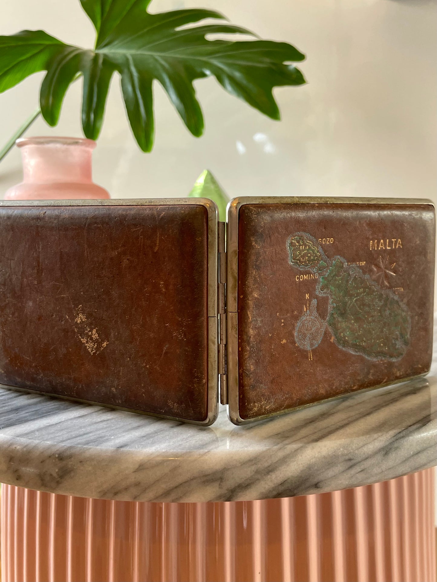 Island of Malta vintage cigarette case / card holder / wallet
