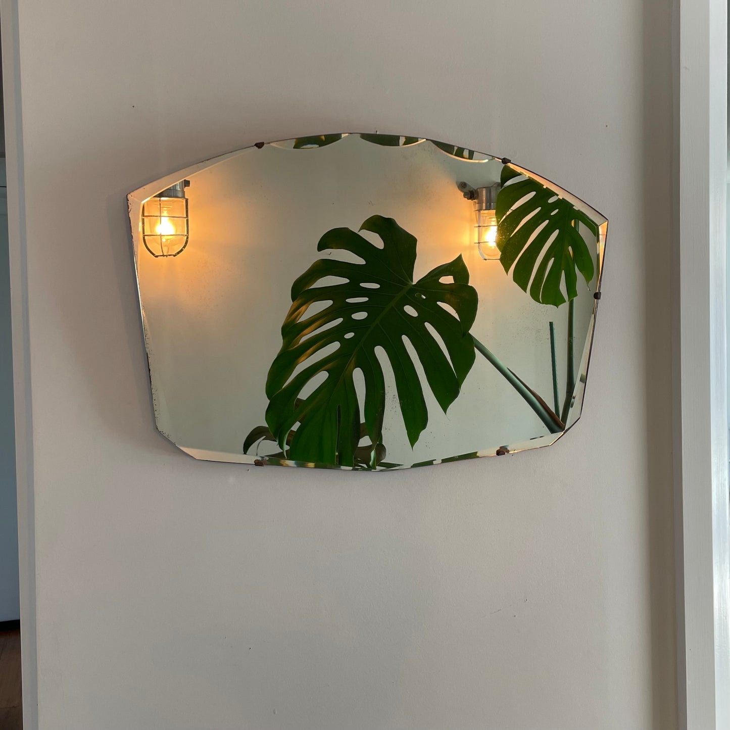 1930s antique art deco frameless mirror