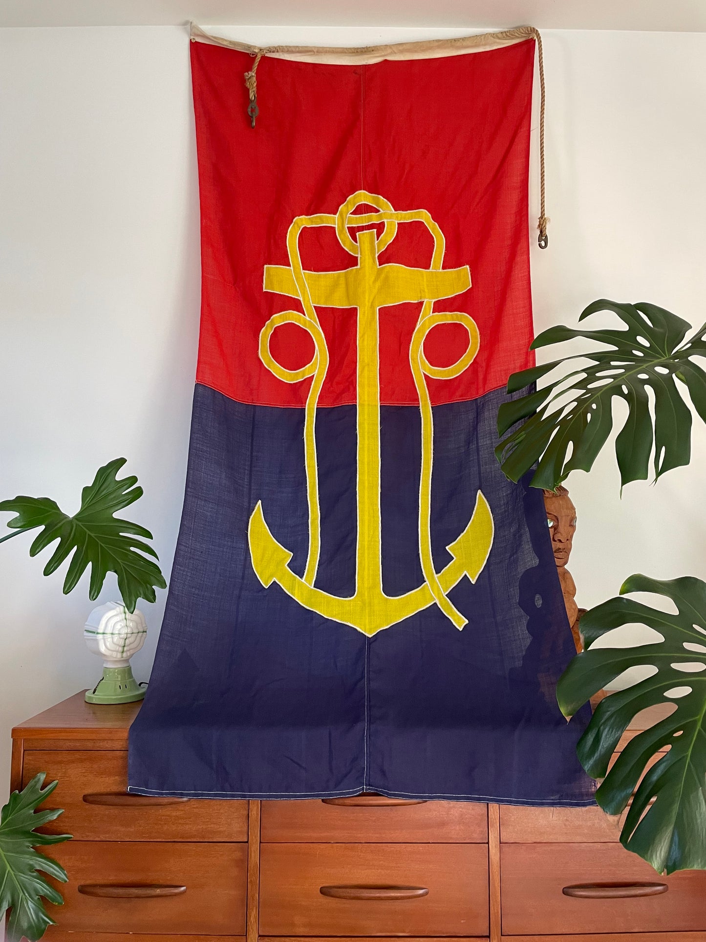 Vintage nautical anchor flag from New Zealand - maritime signal flag - Flag of the Royal NZ Navy Board
