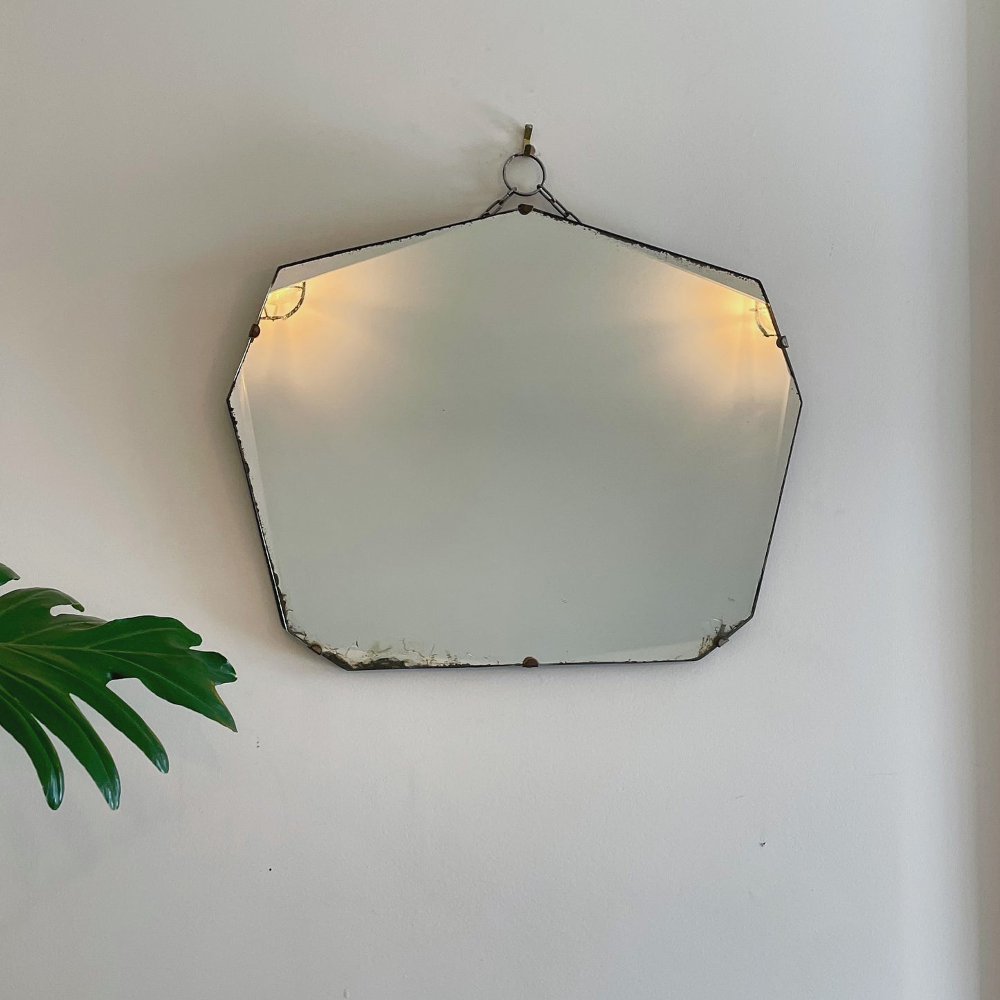 Frameless Art Deco mirror with pointed top