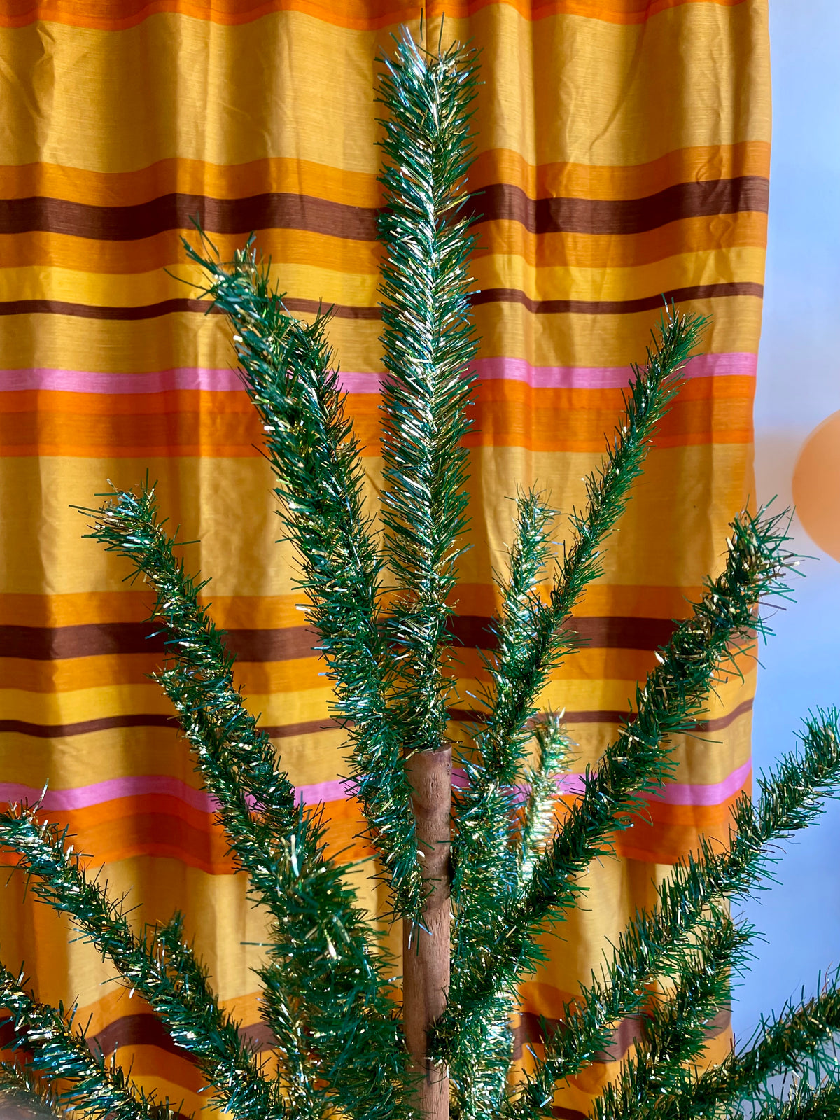 Goldie Locks -  vintage gold and green midcentury modern Christmas tree / vintage tinsel tree