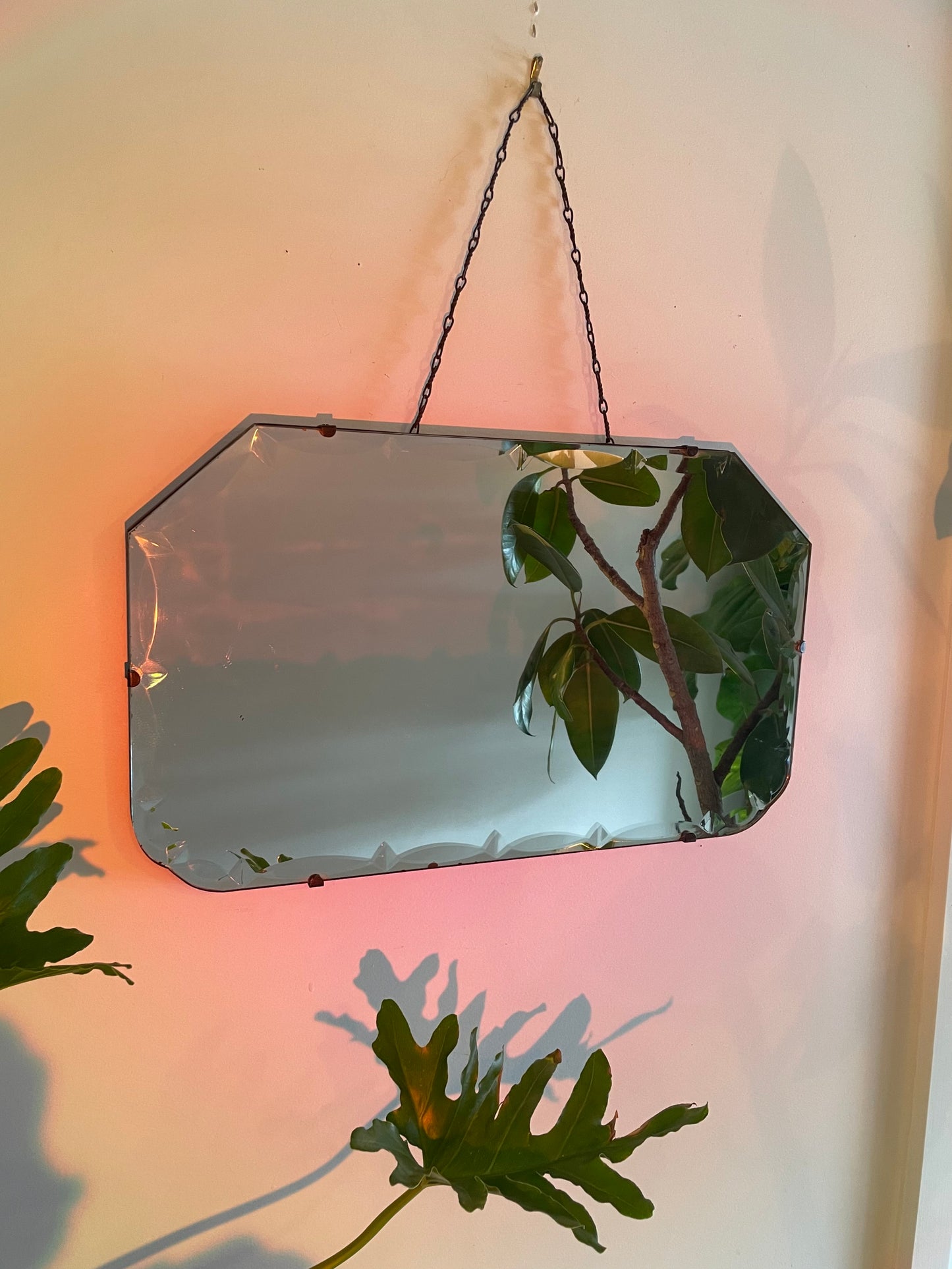 Antique mirror with marquis diamond beveled edges