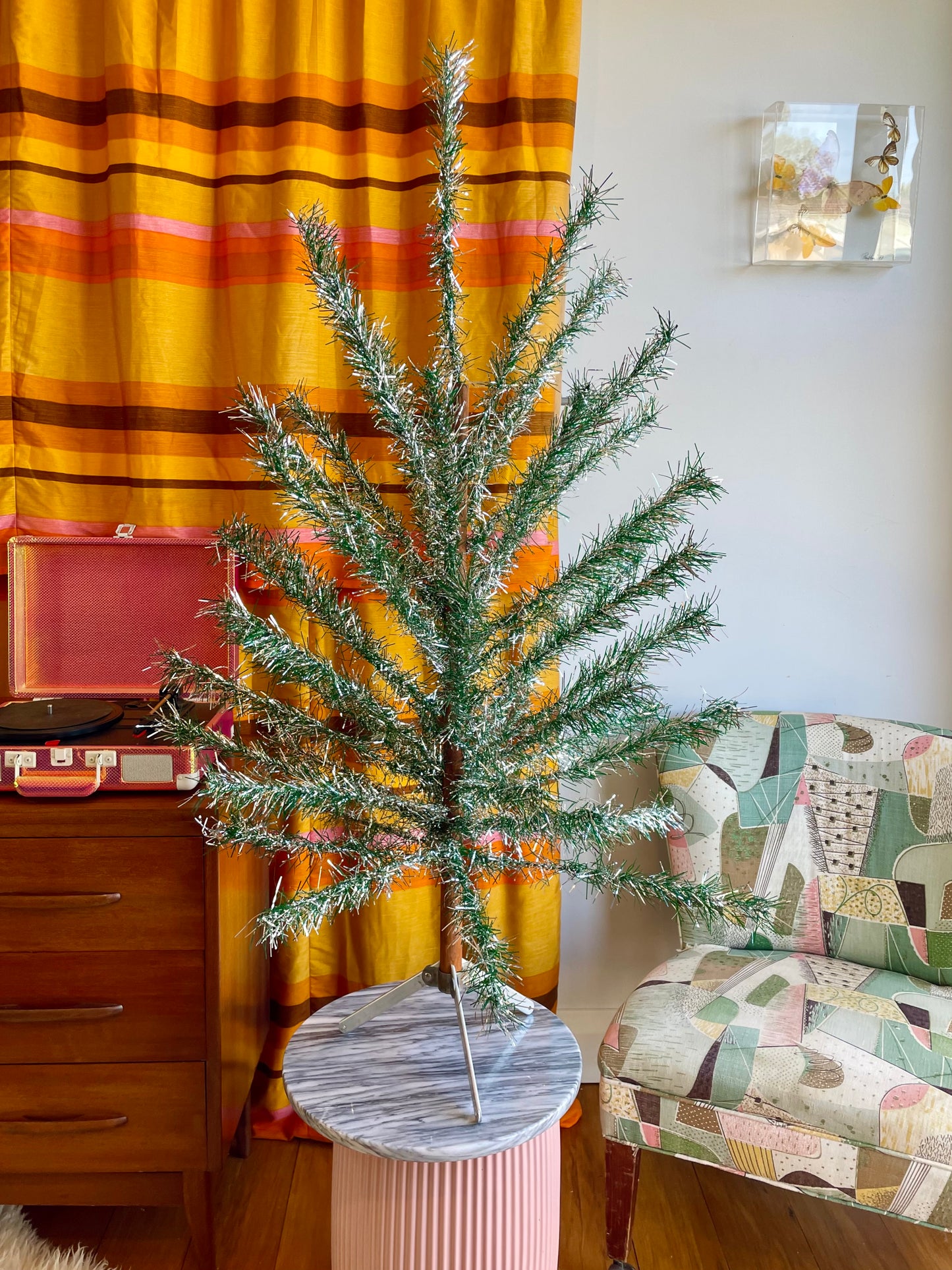 Good Vibes Tree - Authentic atomic aluminum Christmas tree / vintage tinsel tree