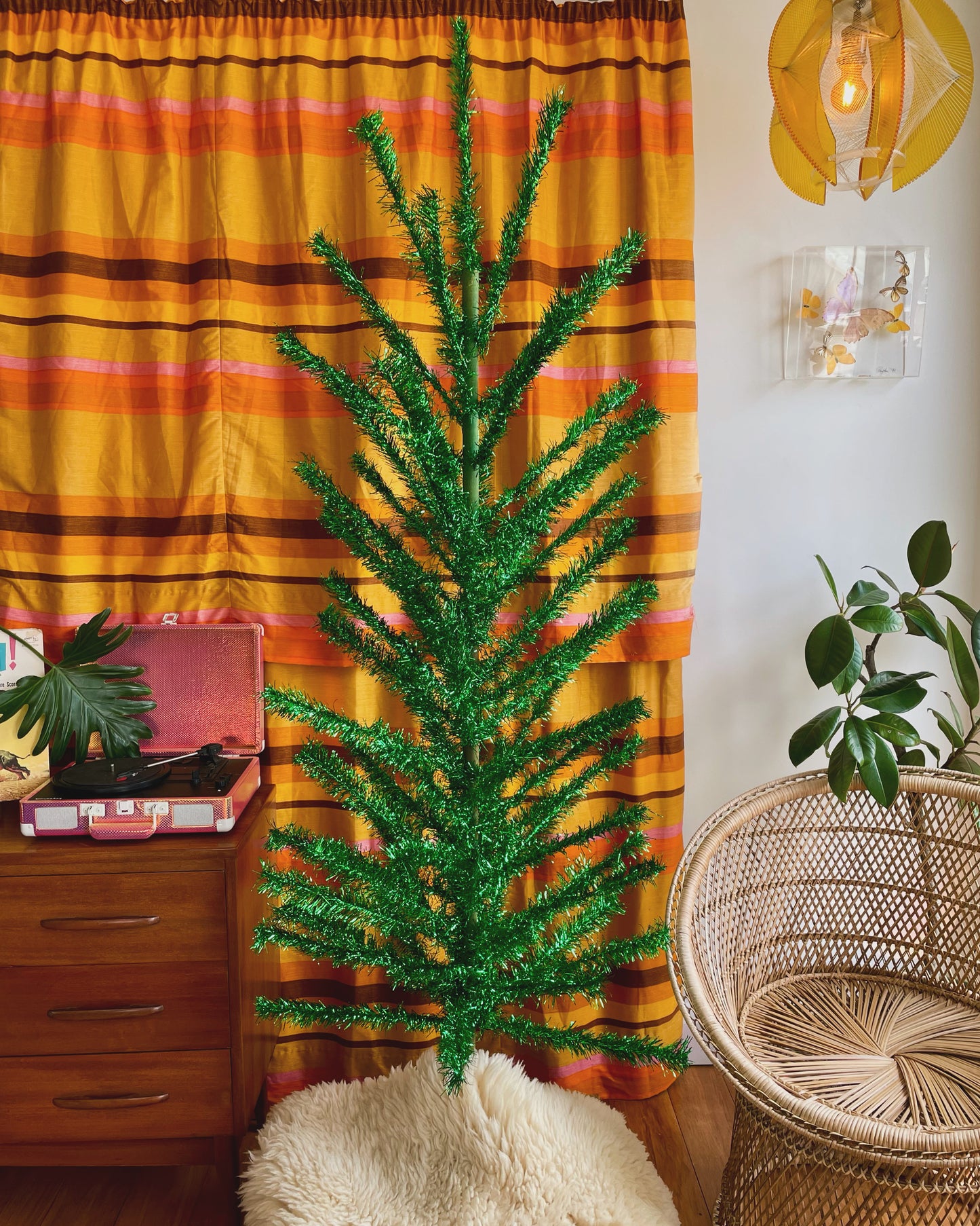 Candy Apple - 6 foot Shiny green vintage Christmas tree - midcentury modern aluminum Xmas tree