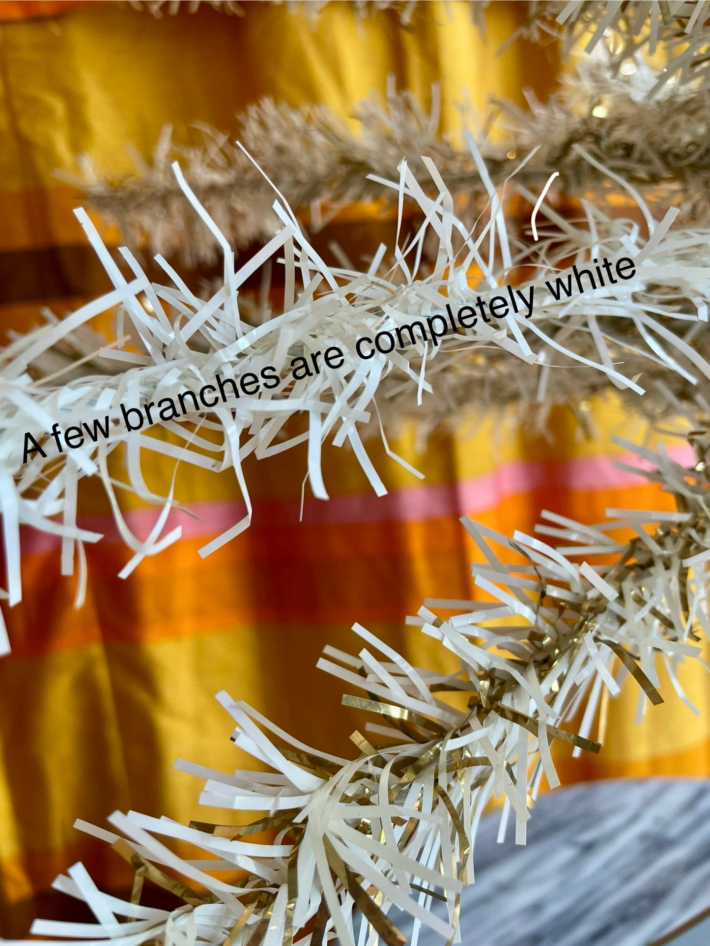 Retro white and gold 4 foot Vintage Christmas tree - midcentury modern tinsel xmas tree