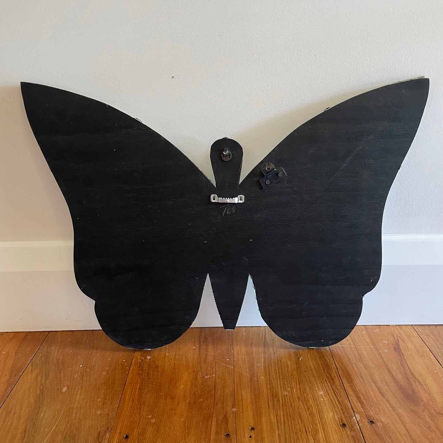 Antique Art Deco Butterfly mirror - vintage frameless beveled mirror shaped like a butterfly