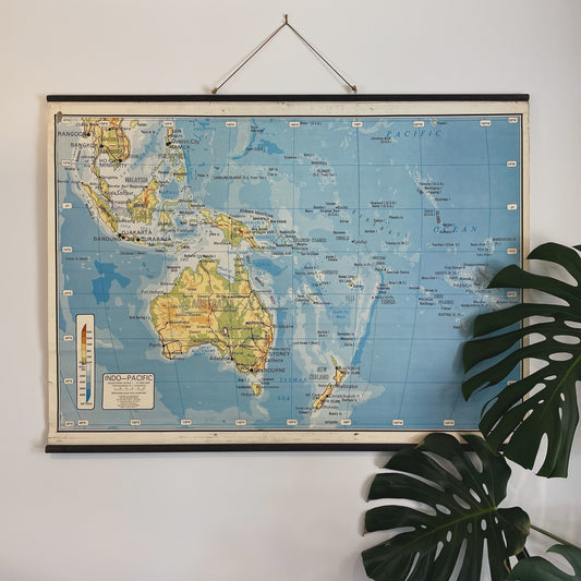 Large vintage map of the Indo-Pacific