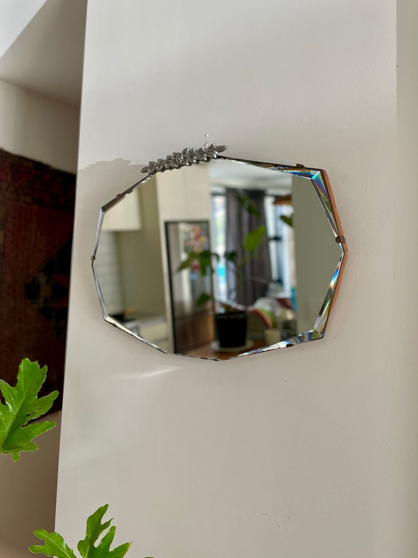 Briar Rose - Art Deco mirror with decorative rose crown metal topper