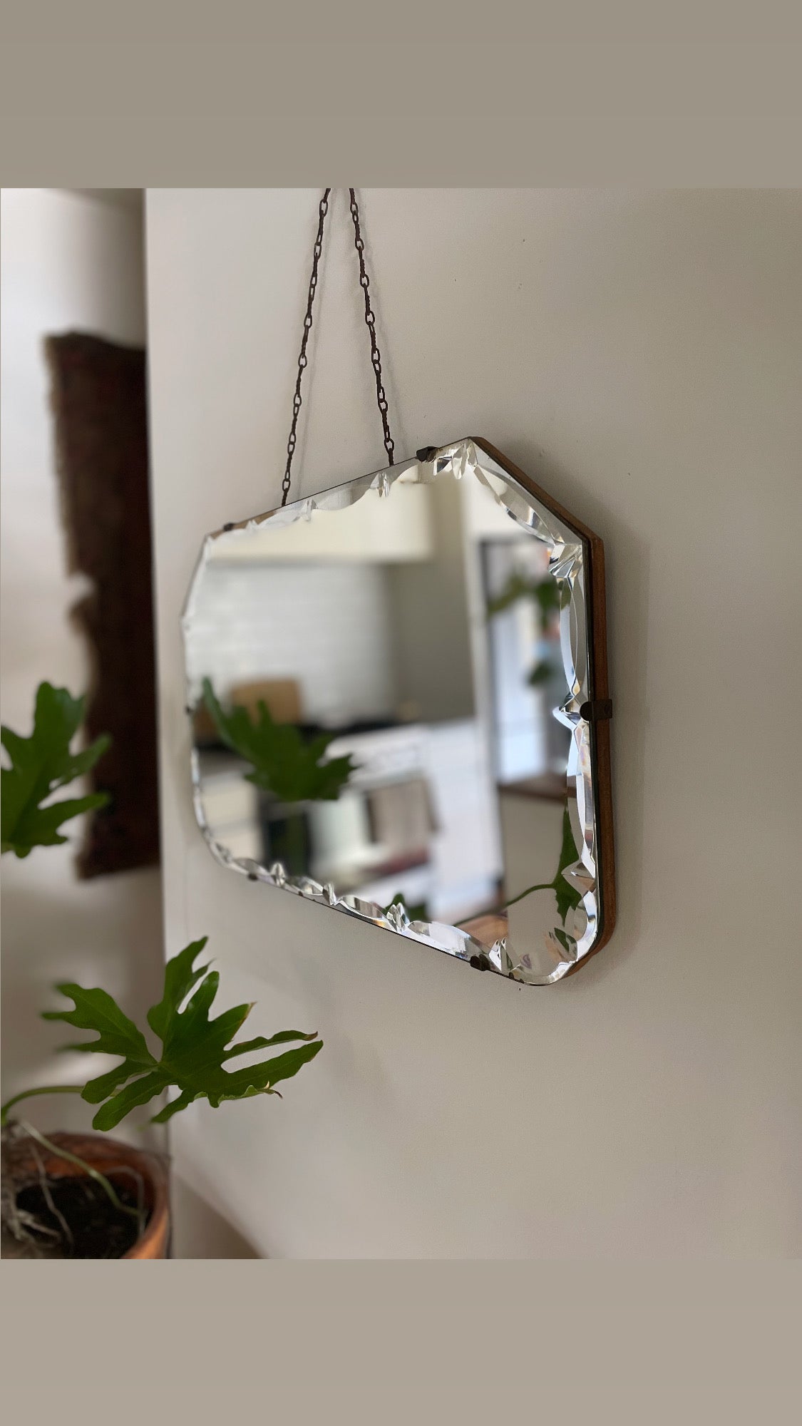Antique mirror with marquis diamond beveled edges