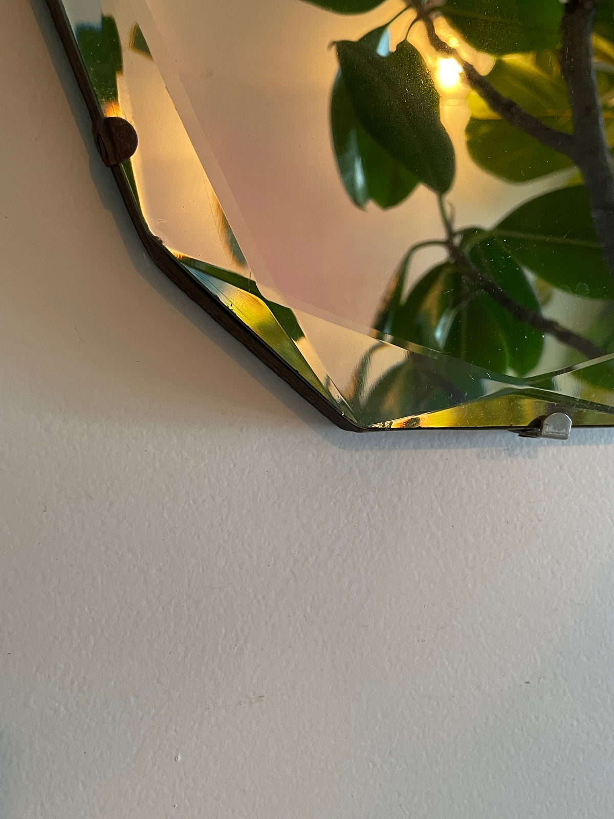 12 sided Art deco mirror with diamond faceted beveled edges