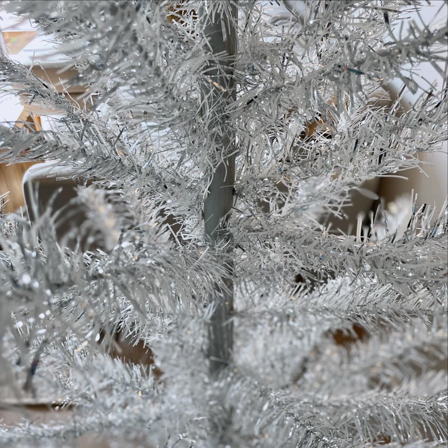 Queen Frostine - 7 foot Vintage silver & white sparkly Christmas tree - midcentury modern aluminum xmas tree