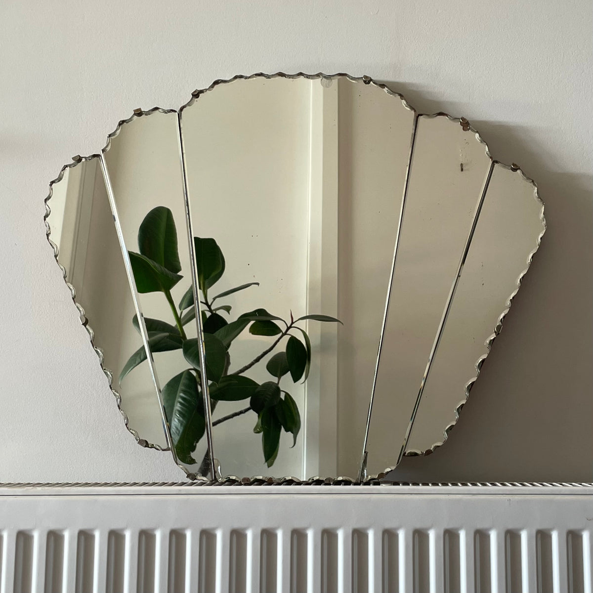 The Seashell Mirror - Vintage frameless mirror with tiered scalloped panels