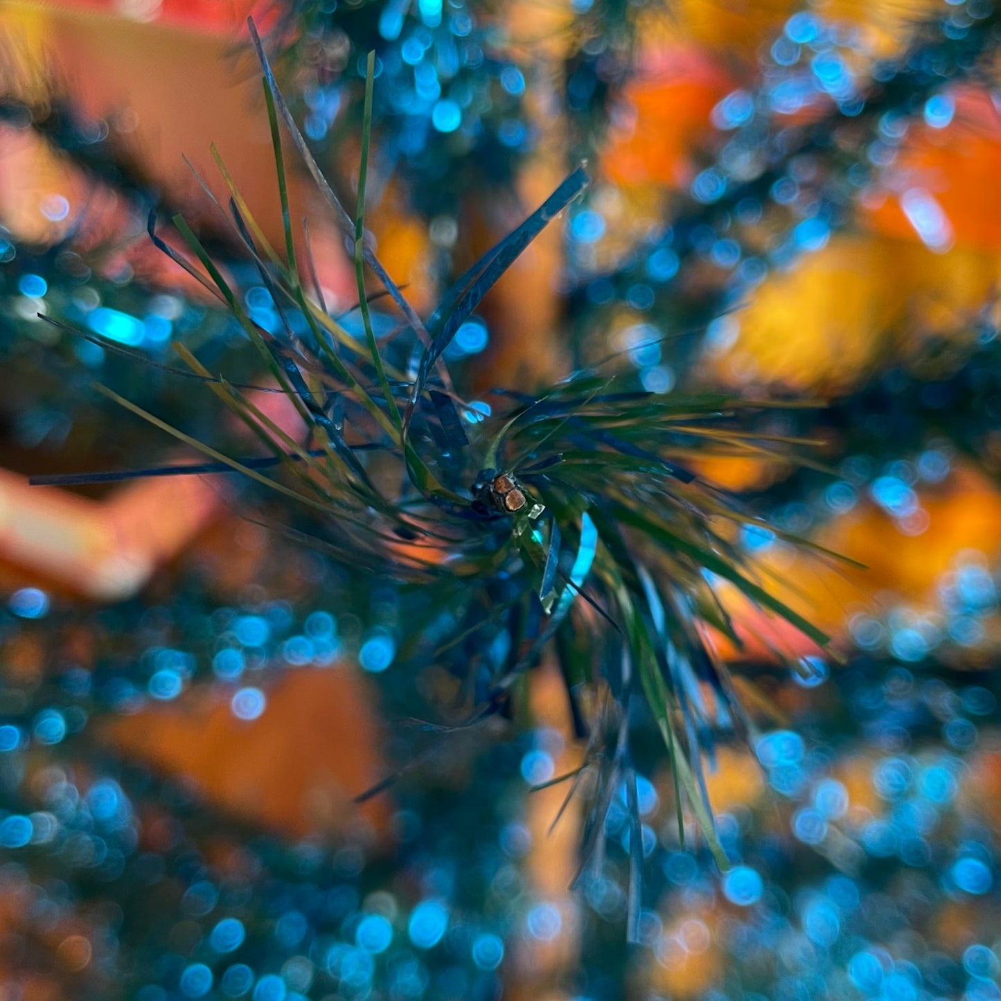 Blue Tui Tree - 7 foot Sparkly blue and green vintage Christmas tree - midcentury modern aluminum Xmas tree