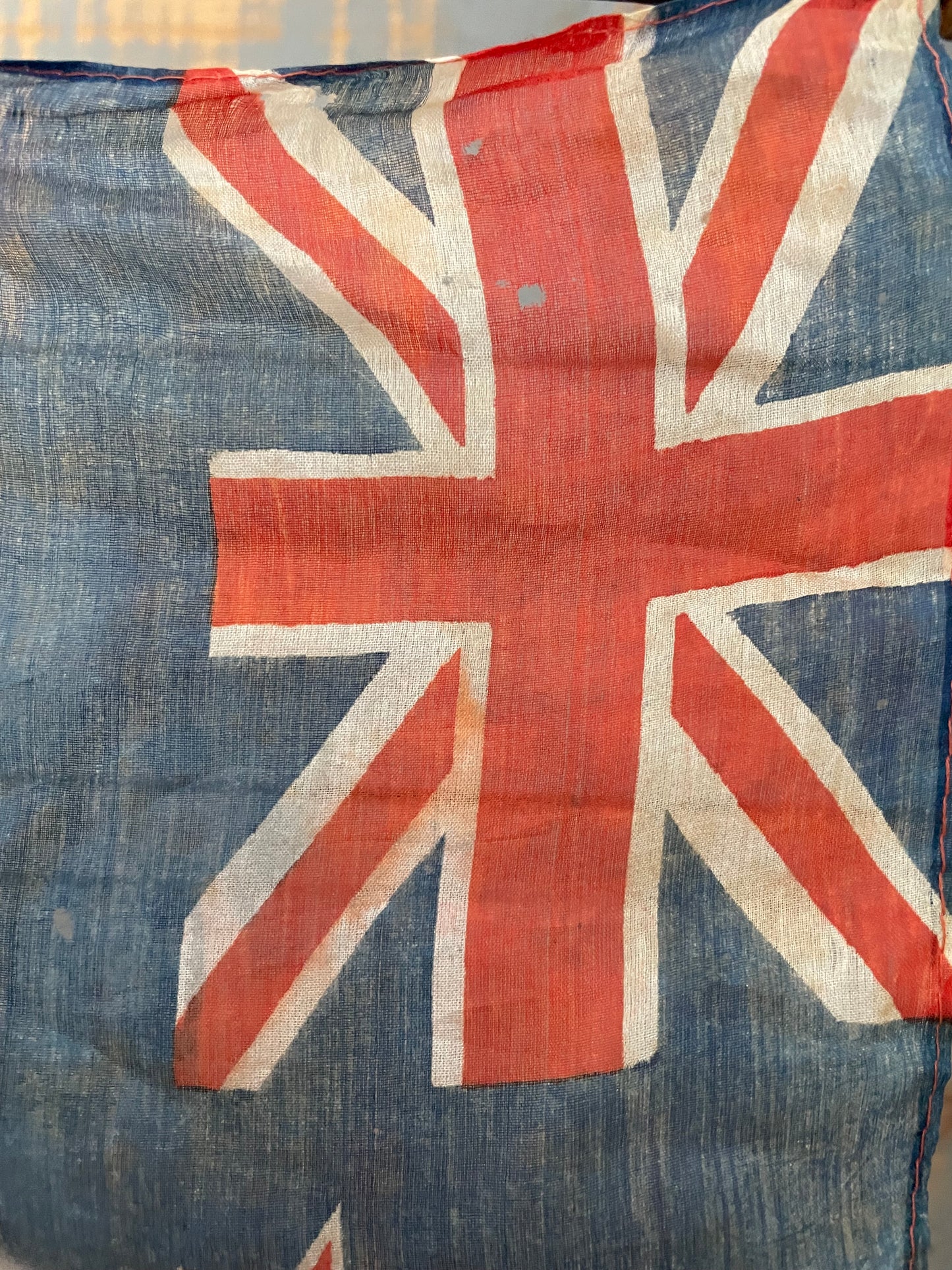 Antique silk parade flag of New Zealand, small ceremonial waving flag on stick