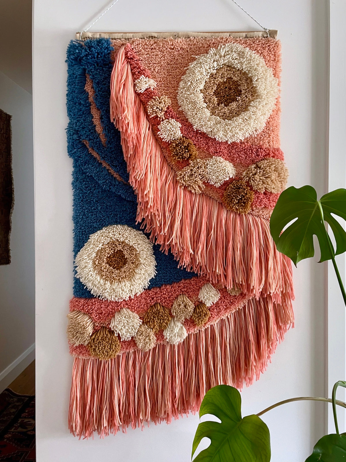 The Great Barrier Reef tapestry - vintage latch hook 3D macrame wall hanging