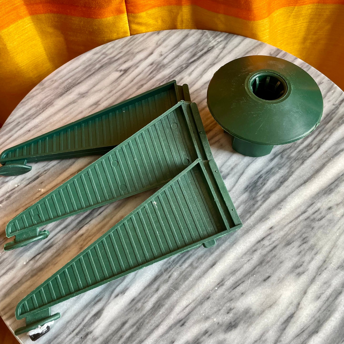 Vintage Christmas Tree Stand / green plastic collapsible Xmas tree stand