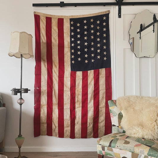 Antique 46 star American flag - Oklahoma state admission flag 1907
