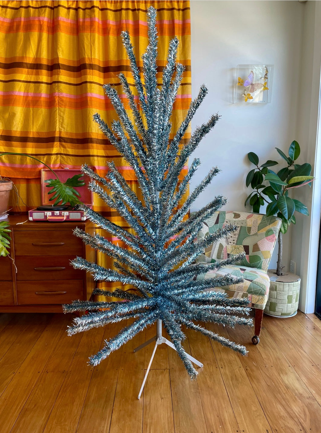 Cinderella Tree - vintage blue and silver aluminum Christmas tree / midcentury modern Xmas tree