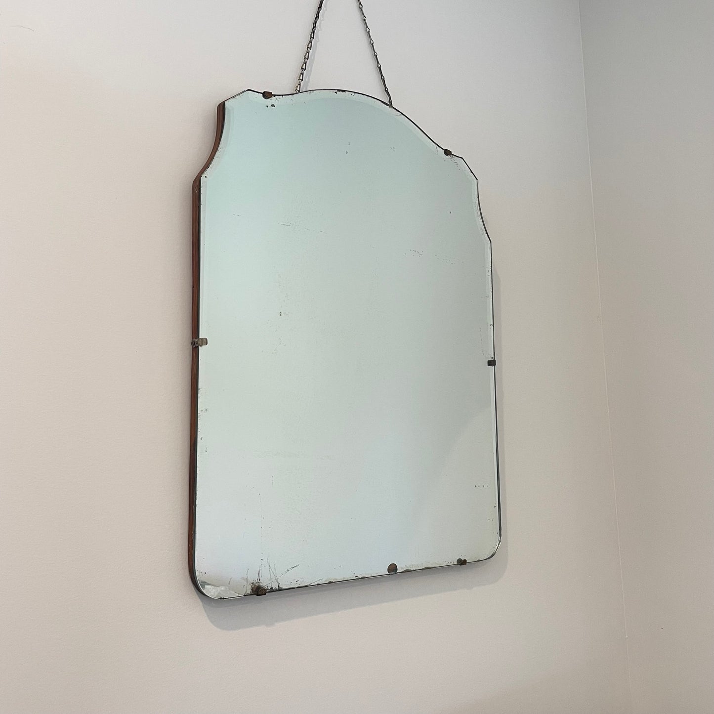 Arched art deco mirror with beveled edges