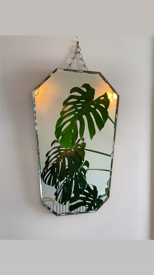 The nail in the coffin - Vintage Trapezoid shaped mirror with beveled edges