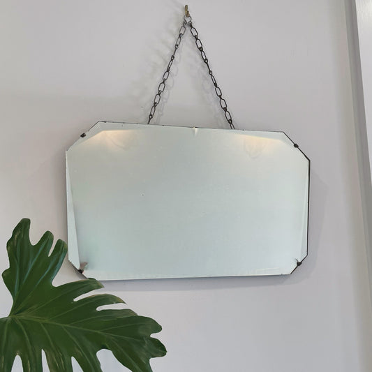 Geometric art deco frameless mirror