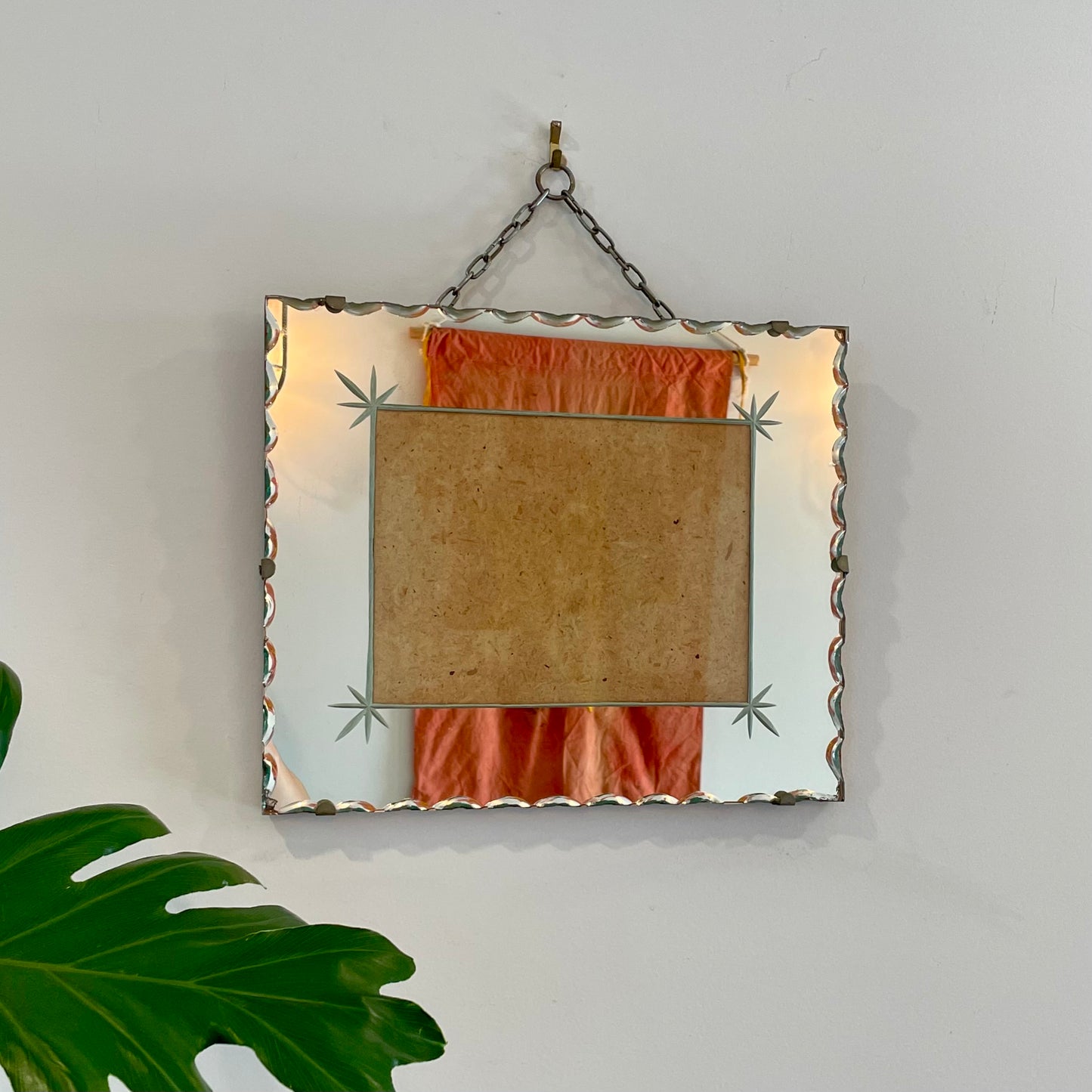 Art Deco mirror frame - vintage hanging picture frame with mirror surround