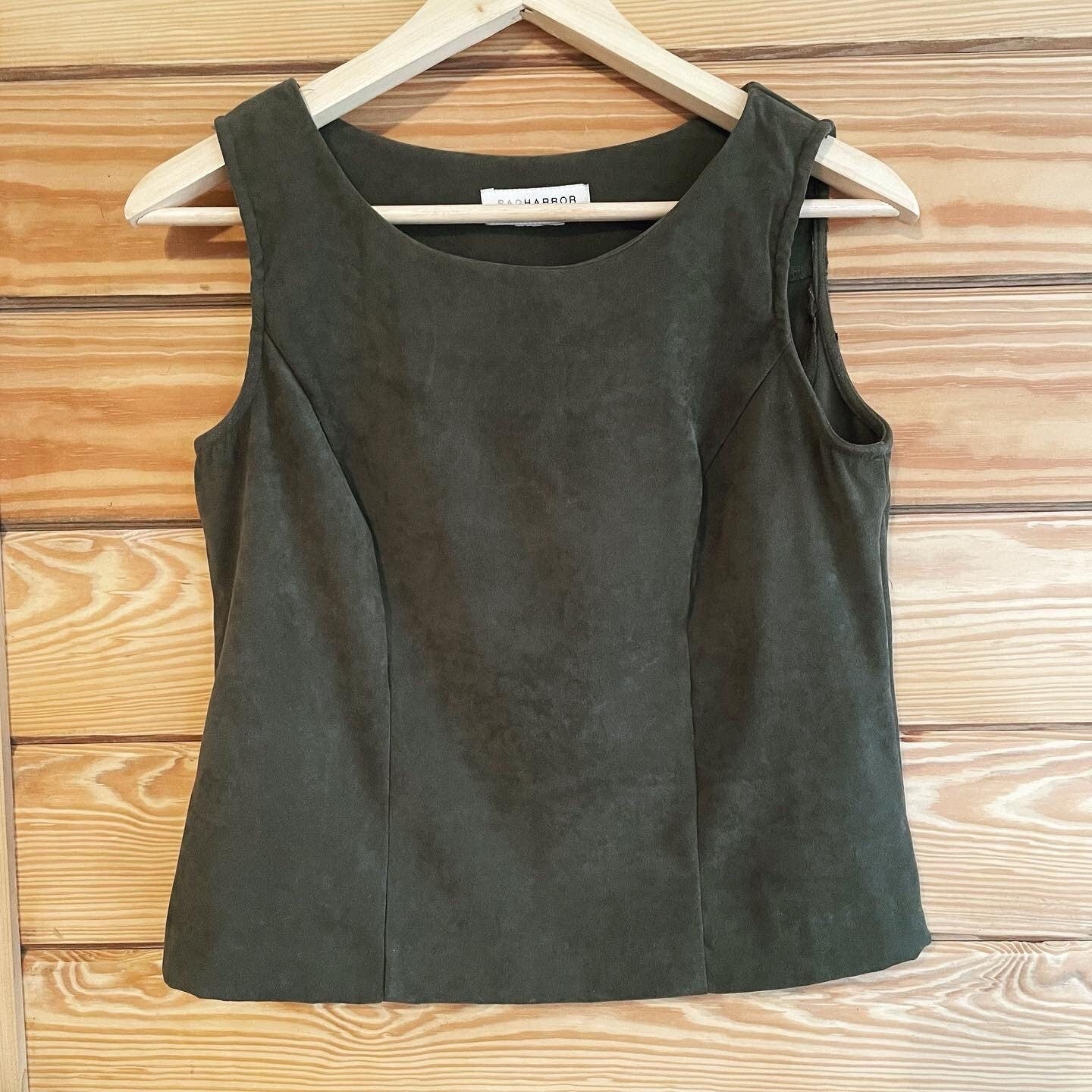 90s green suede structured top - Meg Ryan style - F-9