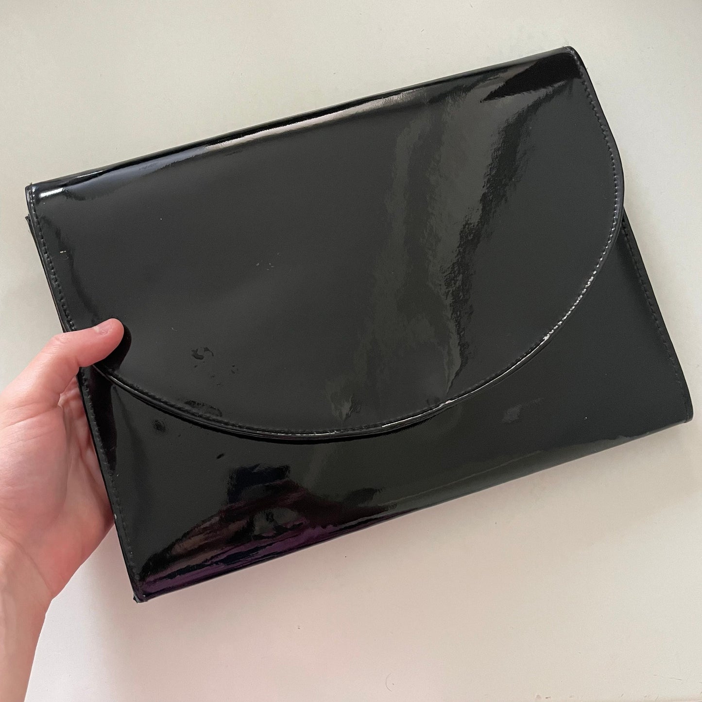 Extra large black vintage envelope clutch - F-32