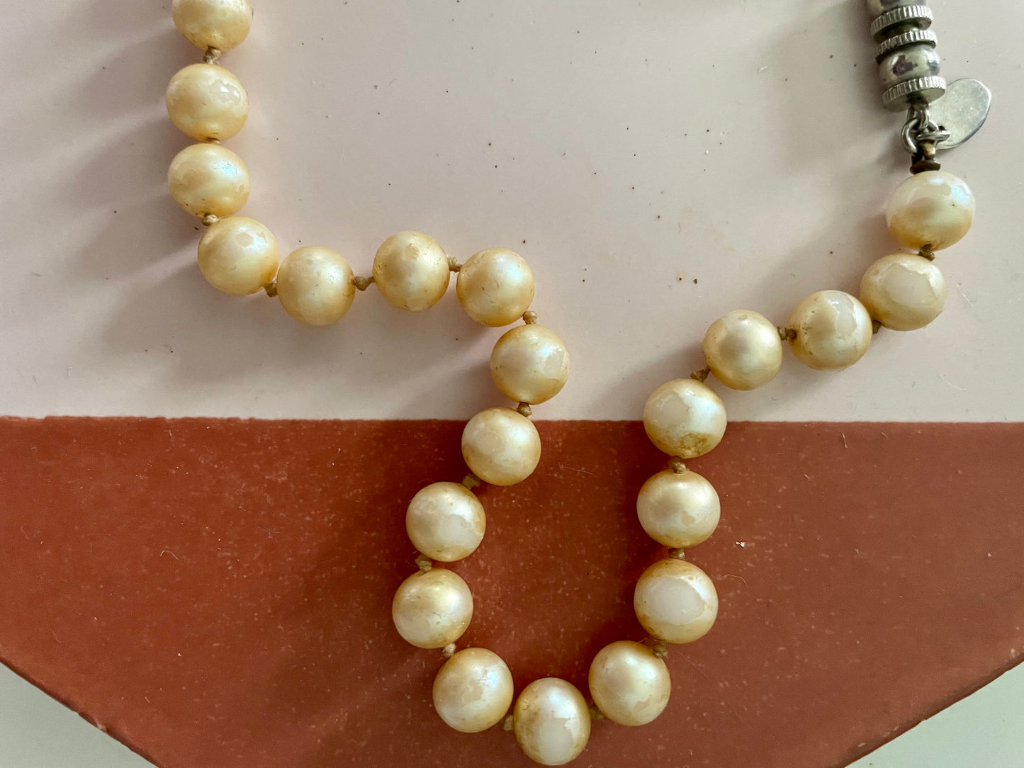 Vintage faux pearl choker necklace - F-39