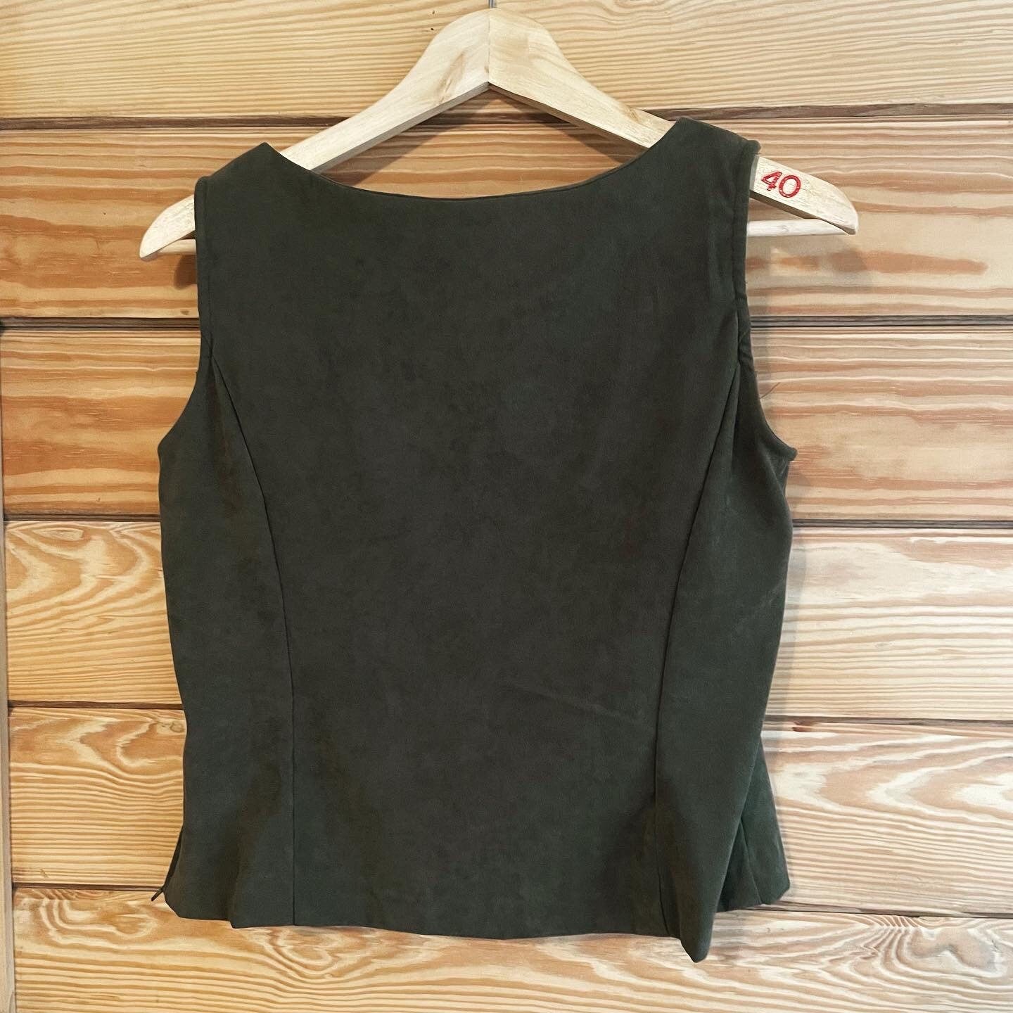 90s green suede structured top - Meg Ryan style - F-9