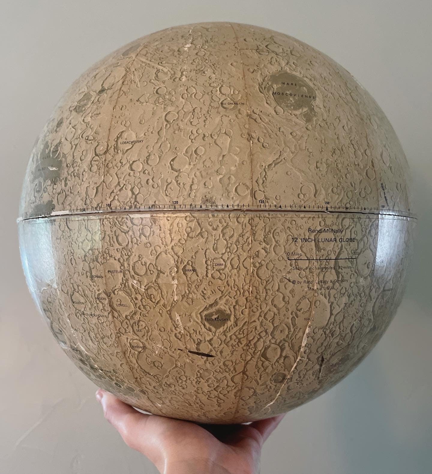 Authentic 12 round vintage 1960s Moon Globe - lunar map globe