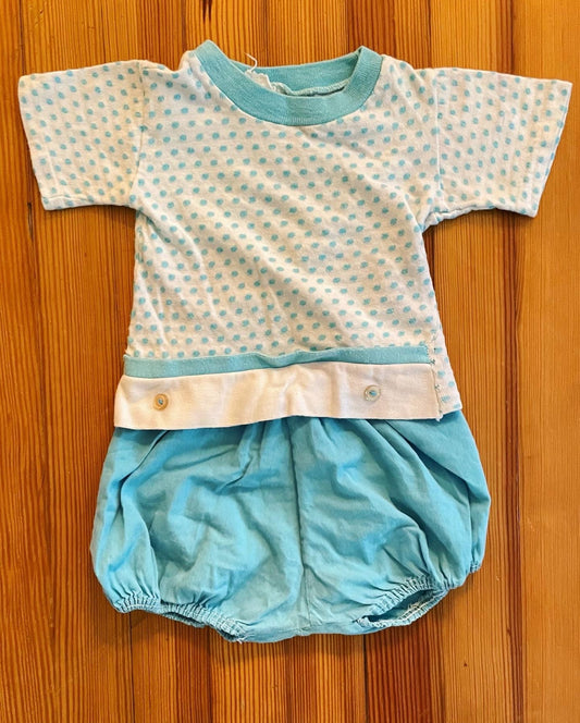 Vintage 6-10 months old blue outfit set - baby bloomers and top