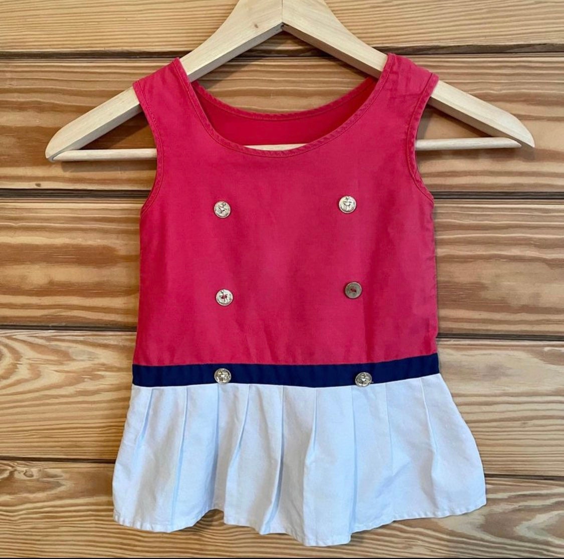 Vintage 2T toddler sailor dress - ruffle skirt 1970s dress - F-47