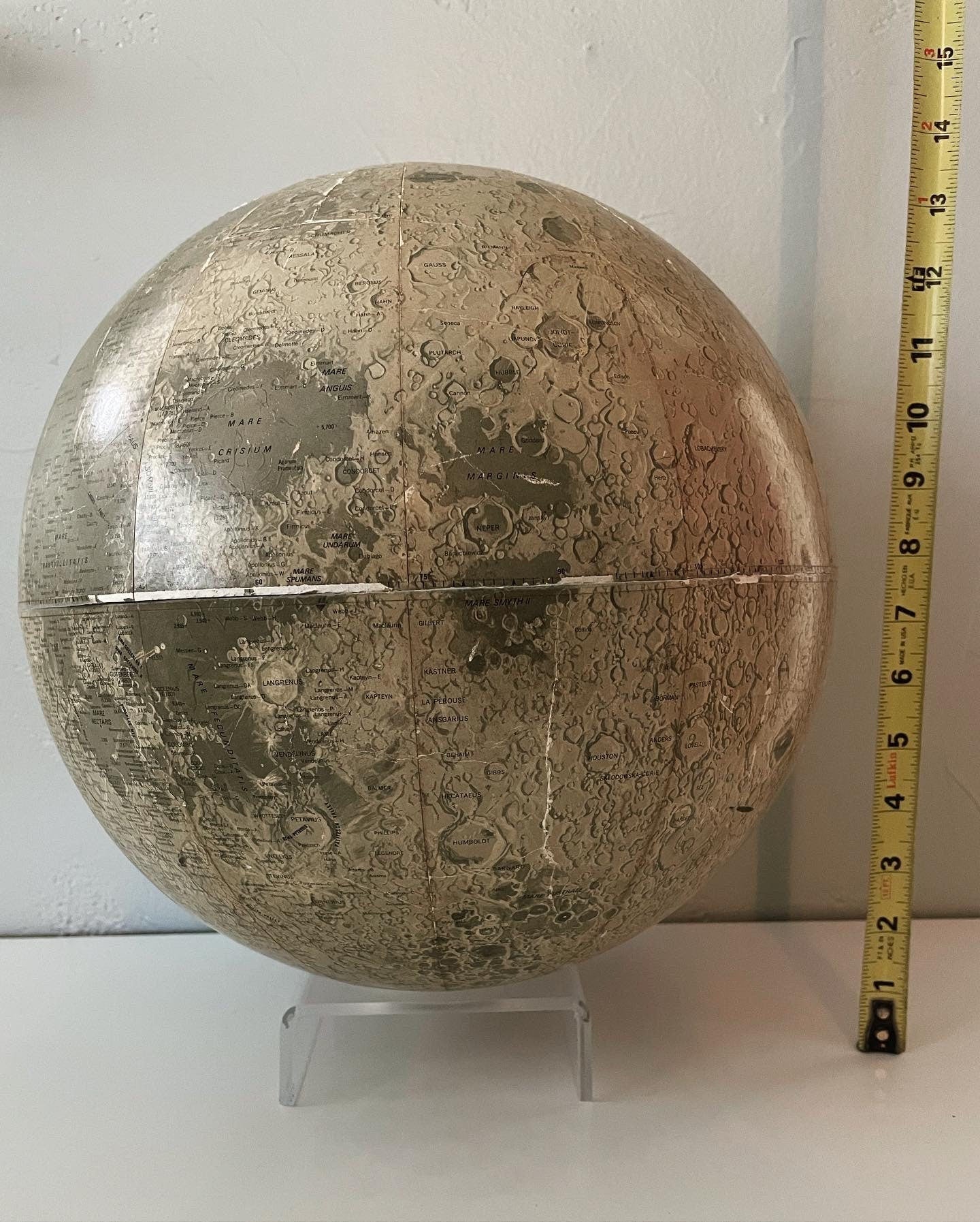 Authentic 12 round vintage 1960s Moon Globe - lunar map globe