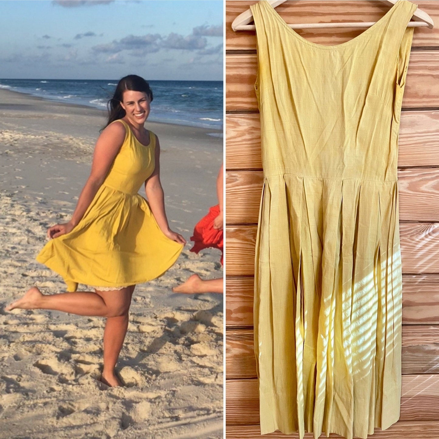 Vintage mustard yellow cotton sundress - F-50