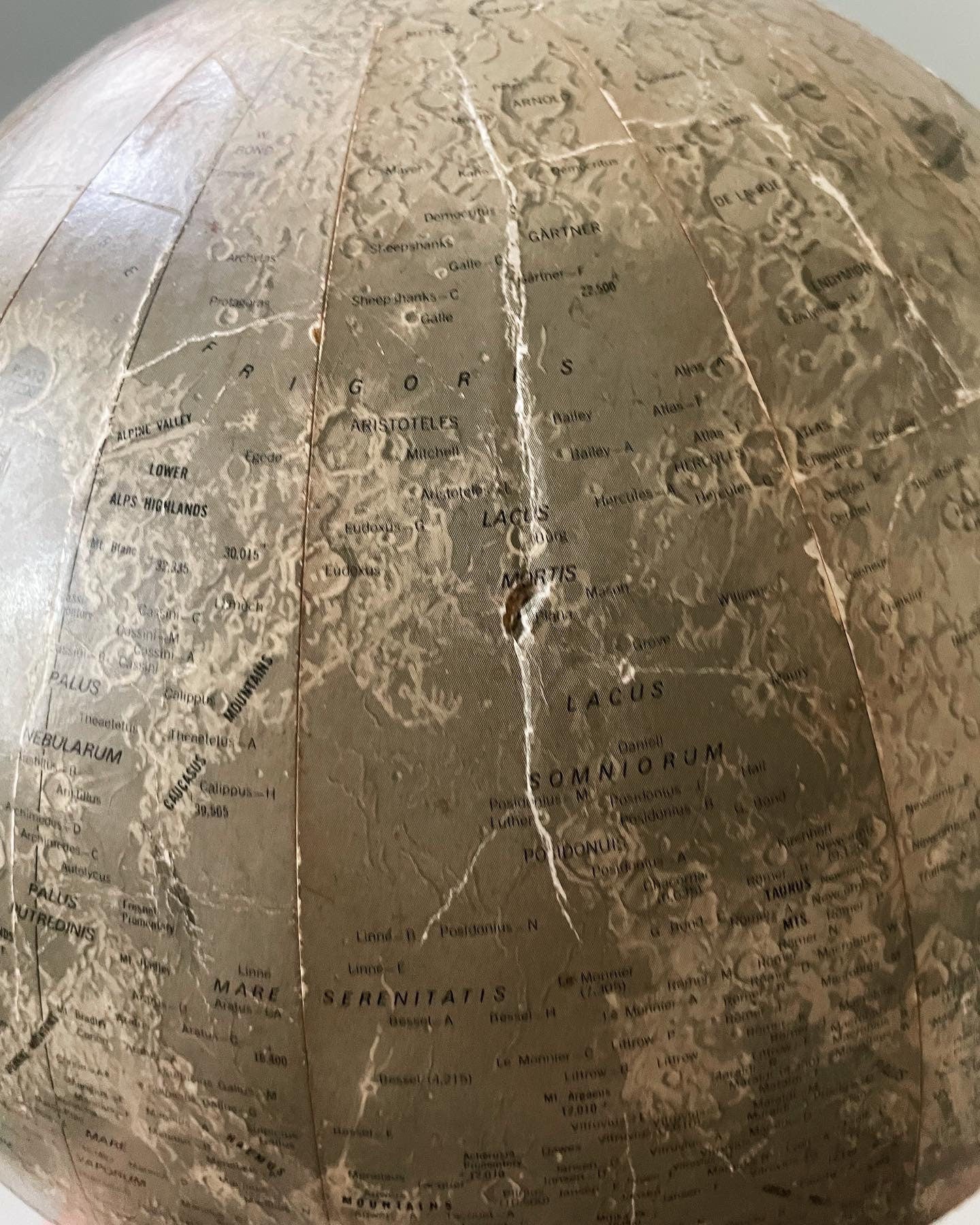 Authentic 12 round vintage 1960s Moon Globe - lunar map globe