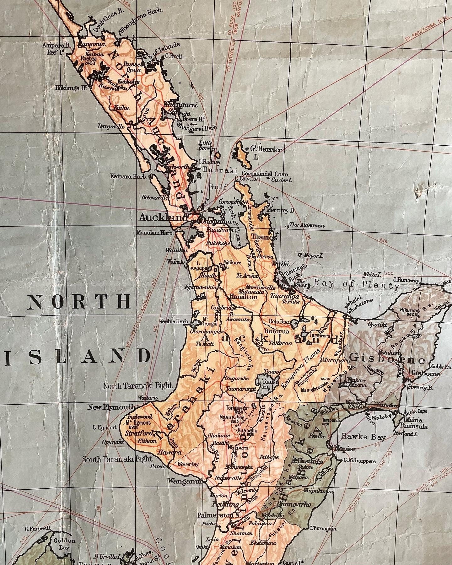 Rare 1957 large schoolroom map of New Zealand - pull down canvas chart