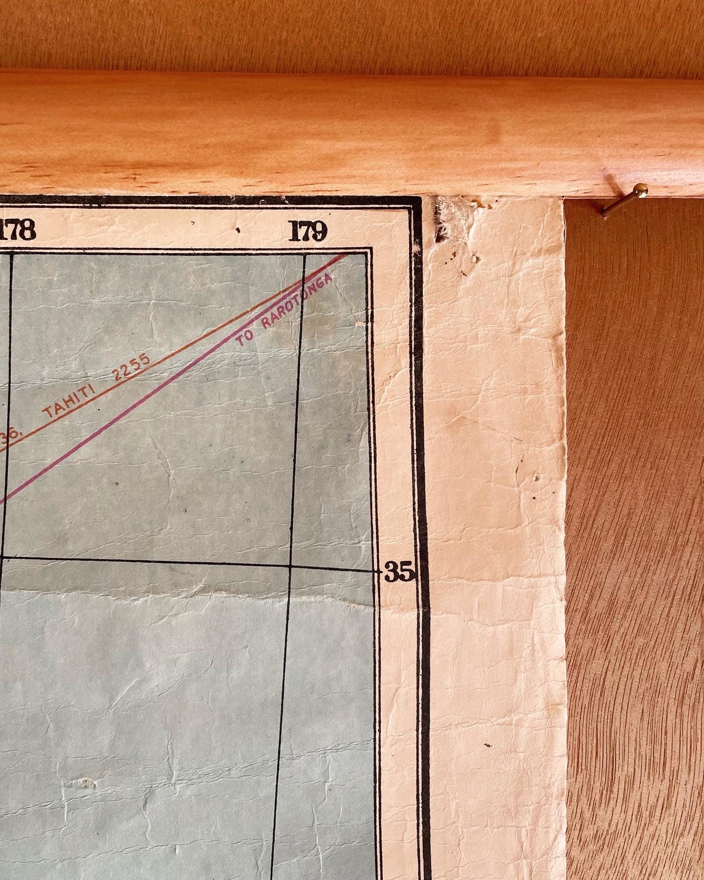 Rare 1957 large schoolroom map of New Zealand - pull down canvas chart
