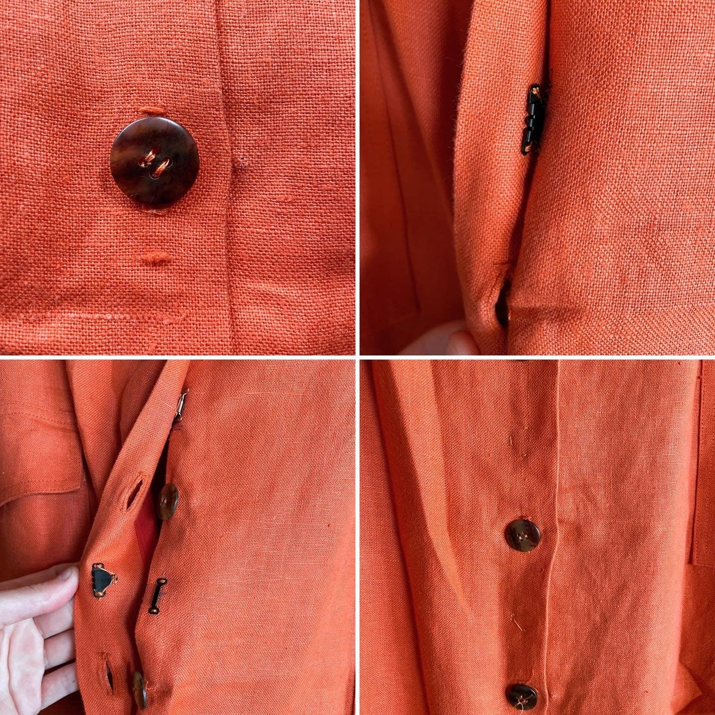 The Riviera Skirt - vintage tangerine linen maxi skirt / button down