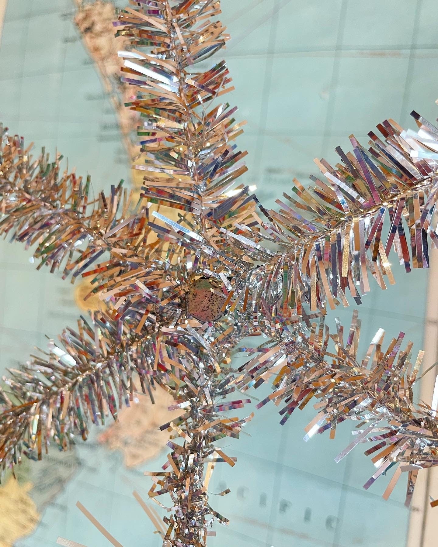 PENDING - Vintage sparkly silver & white Christmas tree - midcentury modern aluminum xmas tree