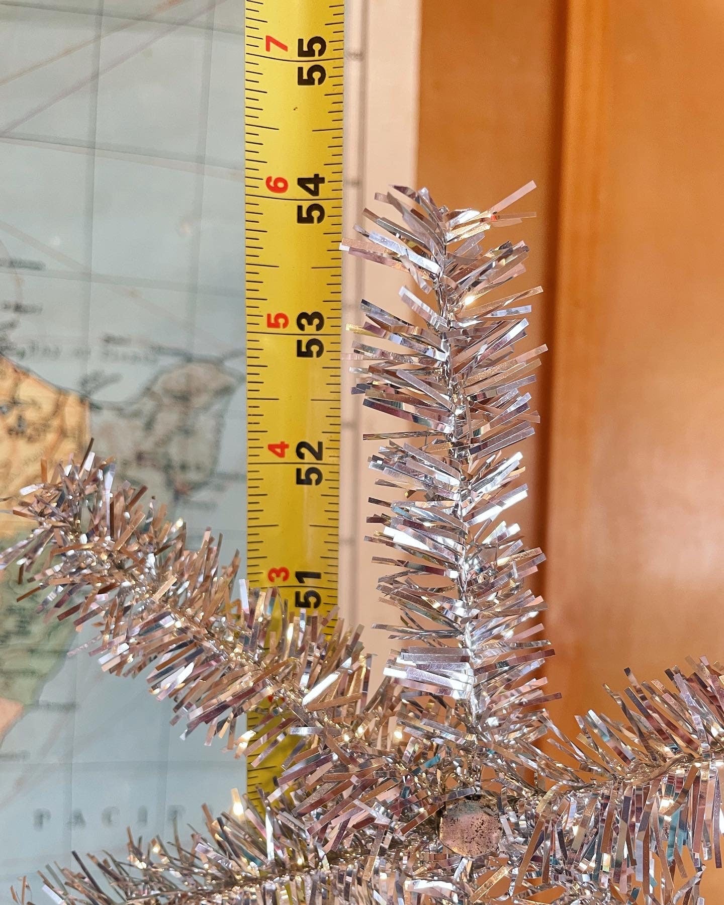 PENDING - Vintage sparkly silver & white Christmas tree - midcentury modern aluminum xmas tree