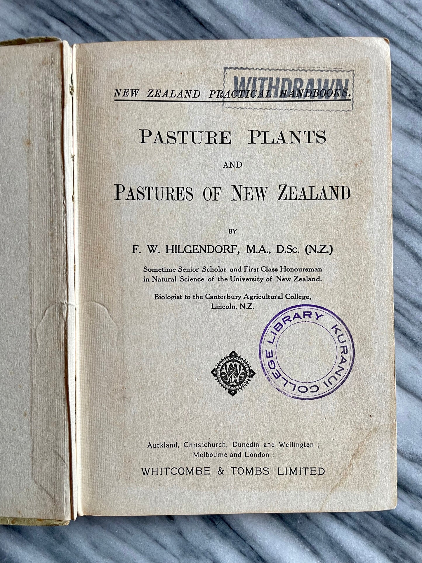 Second edition 1923 Pasture Plants & Pastures of New Zealand book