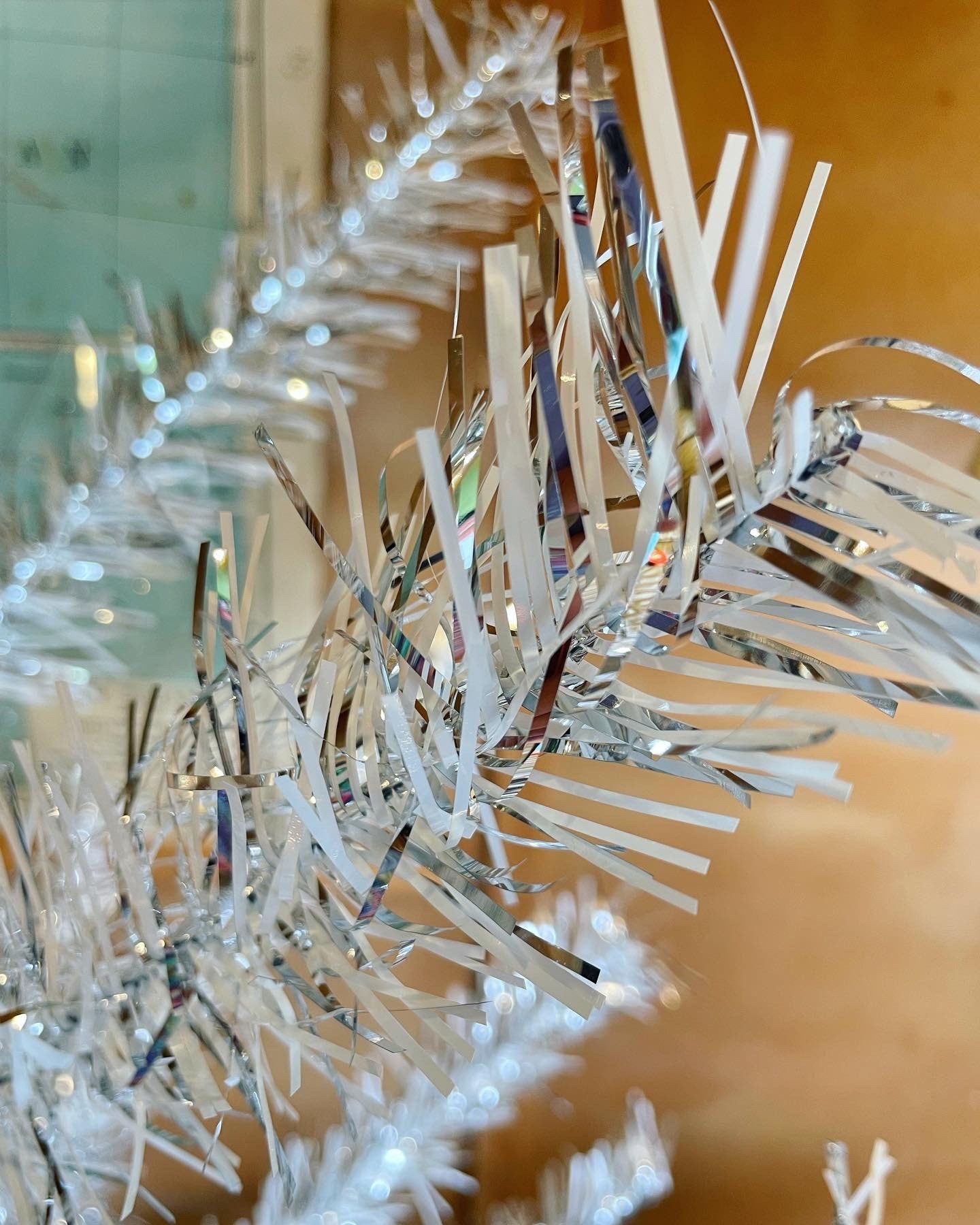 PENDING - Vintage sparkly silver & white Christmas tree - midcentury modern aluminum xmas tree