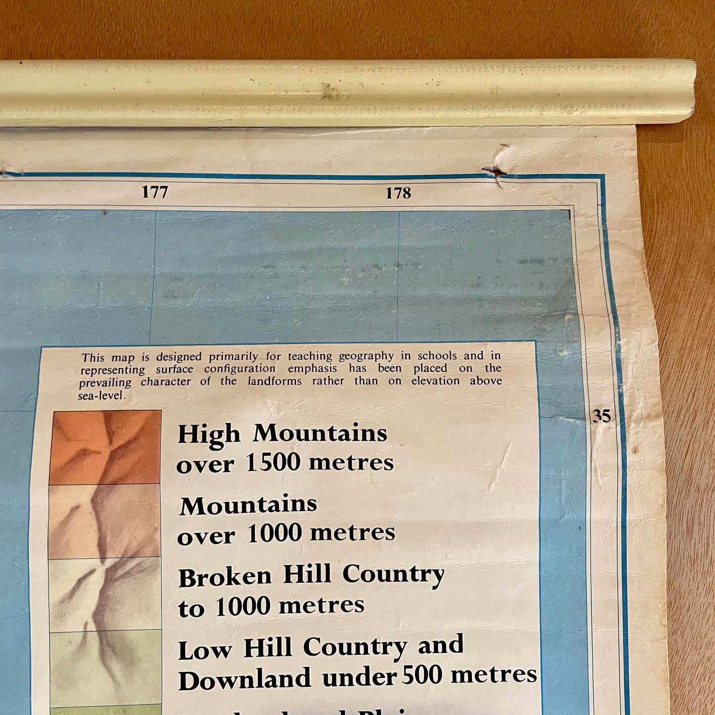 1974 vintage school map of New Zealand - North Island chart