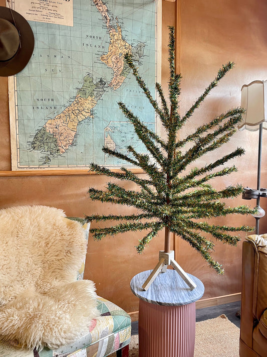 MCM vintage Christmas tree - gold and green retro xmas tree