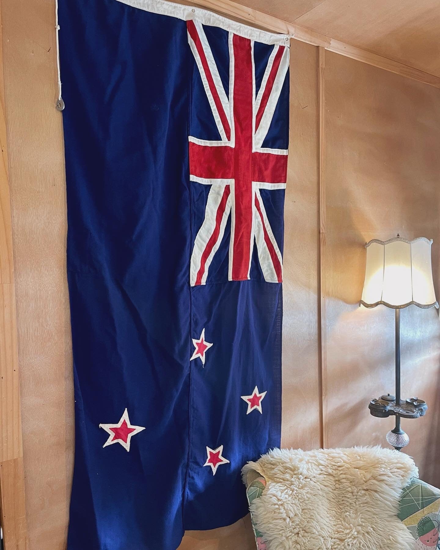 Vintage New Zealand flag - wool stitched antique flag