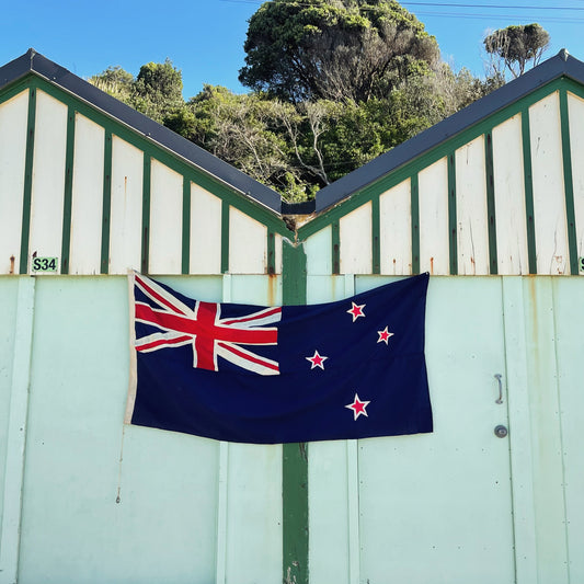 Vintage New Zealand flag - wool stitched antique flag